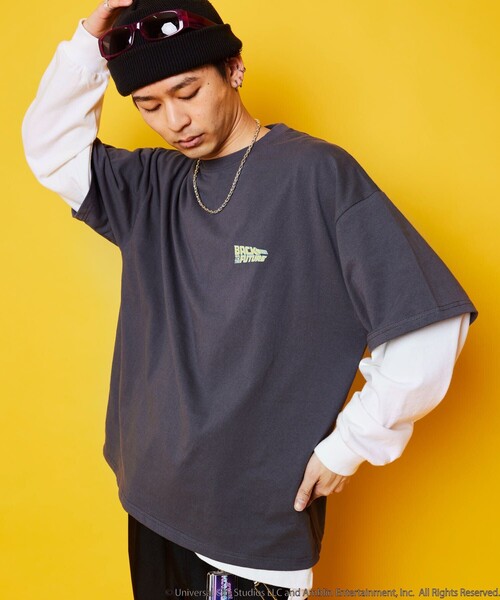 「PUBLUX」 半袖Tシャツ「BACK TO THE FUTUREコラボ」 MEDIUM サックスブルー メンズ_画像3