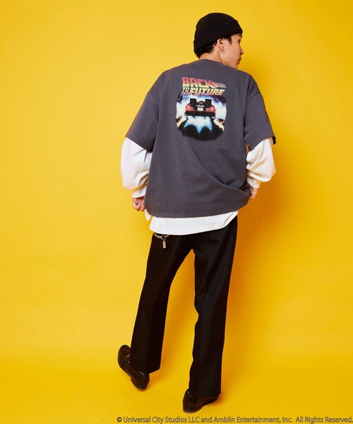 「PUBLUX」 半袖Tシャツ「BACK TO THE FUTUREコラボ」 MEDIUM サックスブルー メンズ_画像5