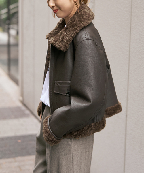 【再・お値下げ】スピックアンドスパン ムートン コート Spick＆Span（スピック アンド スパン） コート アウター フェイク