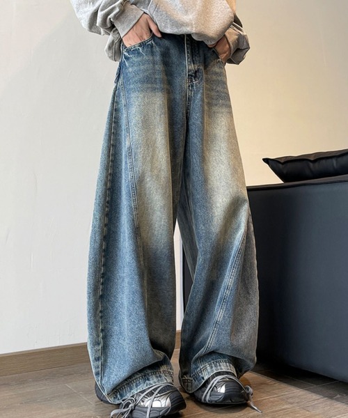 ワイドパンツ ジーンズ レトロワイドデニムパンツ メンズ : ZOZOTOWN