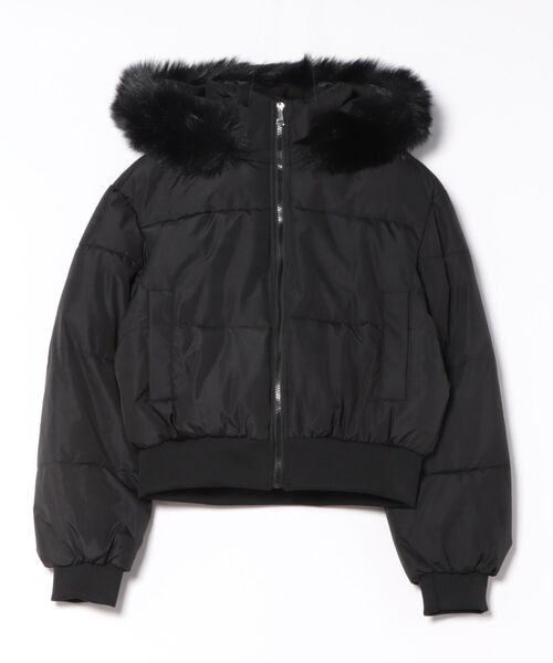 ダウンコート ダウンジャケット ショート丈 フェイクファーフード付き