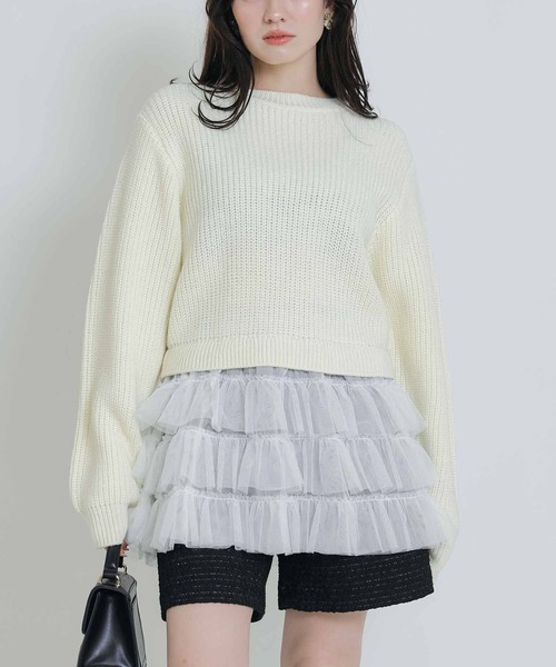 PICCIN PERLA ニット セーター 裾チュール畦編みプルオーバー