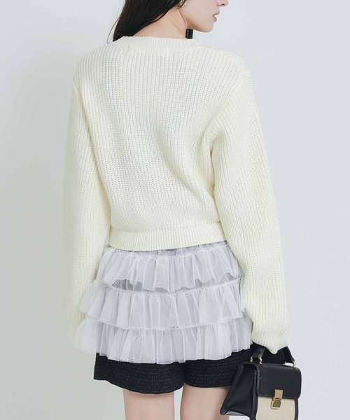 PICCIN PERLA ニット セーター 裾チュール畦編みプルオーバー