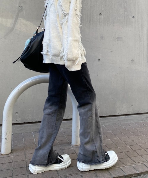 廃盤希少バックラッシュ クラッシュ加工ブーツカットフレアデニムSサイズ黒系灰色 ジーンズ デニム デニムパンツ スタイルアップ ストレッチ ブーツ
