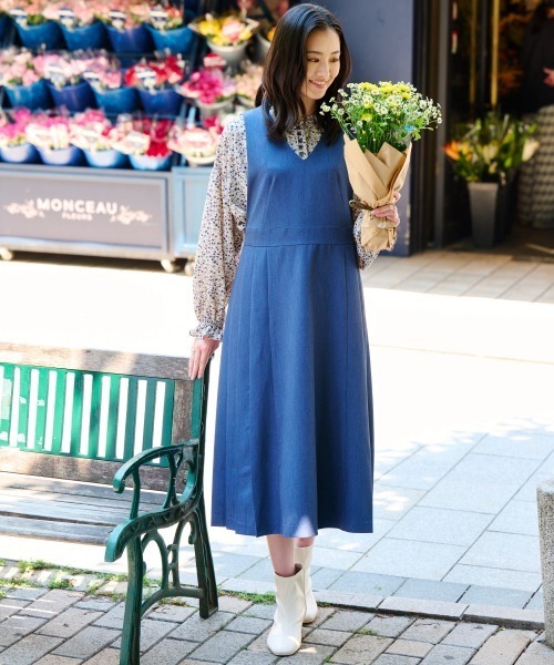 「SMILE LAND」 サロペットスカート 3L ブルー レディース_画像3