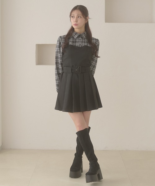 Ambre Neige（アンブルネージュ） ワンピース plaid pattern shirt