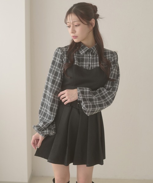 Ambre Neige（アンブルネージュ） ワンピース plaid pattern shirt