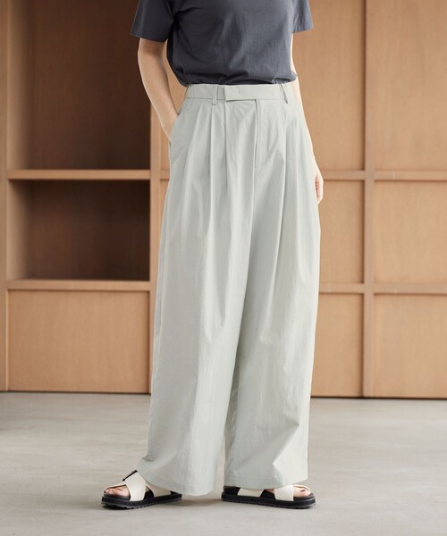 【５万定価】ユナイテッドアローズ ワイドリネンパンツ　厚手　日本製　白　Lサイズ BEAUTY＆YOUTH UNITED ARROWS パンツ ナイロンコットン ワイドタック