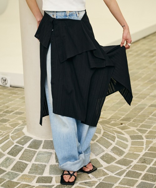 AIC. スカート ドビーストライプラップスカート : ZOZOTOWN Yahoo!店
