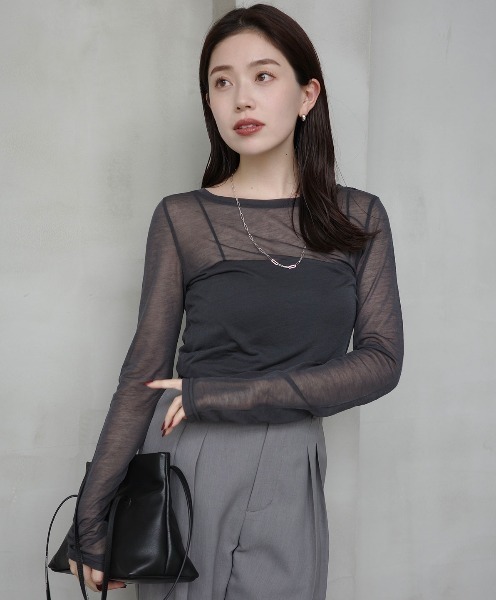 anuans（アニュアンス） tシャツ シアーコンパクトロングTシャツ