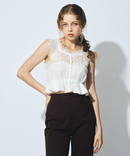 me & me couture - レース&ラメチュールTOPS me&me couture（ミーアンドミークチュール） ブラウス シャツ レース