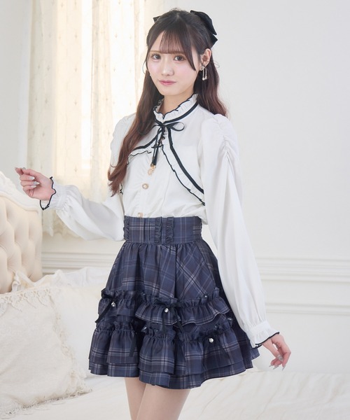 ハンドメイド♡LIBERTY ウィルトシャー後ろリボン　ギャザーたっぷりブラウス クチュールバイロジータ ブラウス シャツ ギャザーリボンブラウス