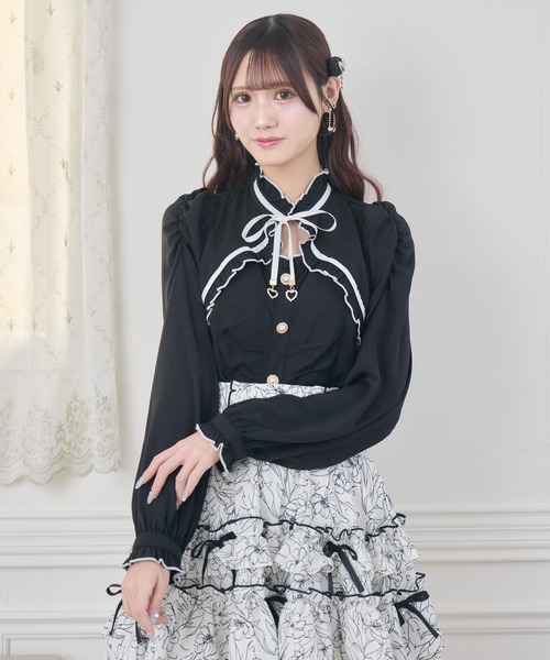 極美品 セオリーリュクス 25年 KATE リボンギャザーブラウス黒38 wc1 クチュールバイロジータ ブラウス シャツ ギャザーリボンブラウス