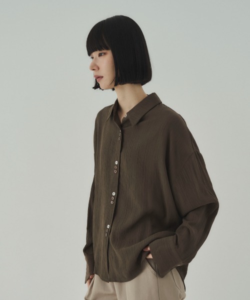 SOYEN ブラウス シャツ 2WAYトリプルボタンカシュクールシアーシャツ