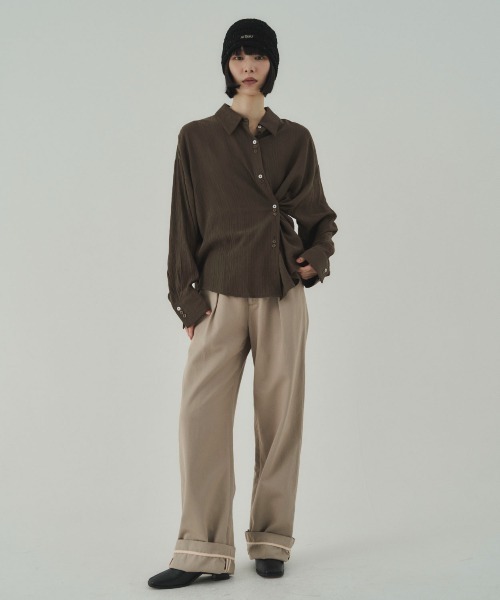 SOYEN ブラウス シャツ 2WAYトリプルボタンカシュクールシアーシャツ