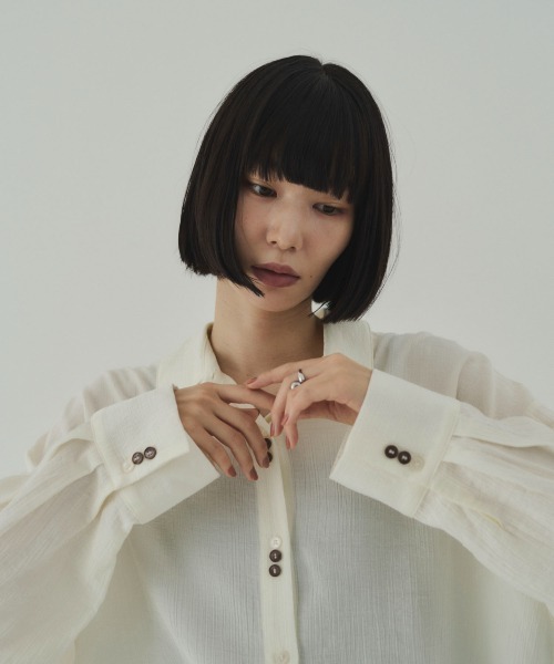 SOYEN ブラウス シャツ 2WAYトリプルボタンカシュクールシアーシャツ