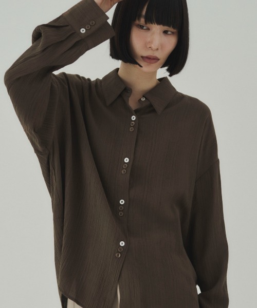 SOYEN ブラウス シャツ 2WAYトリプルボタンカシュクールシアーシャツ