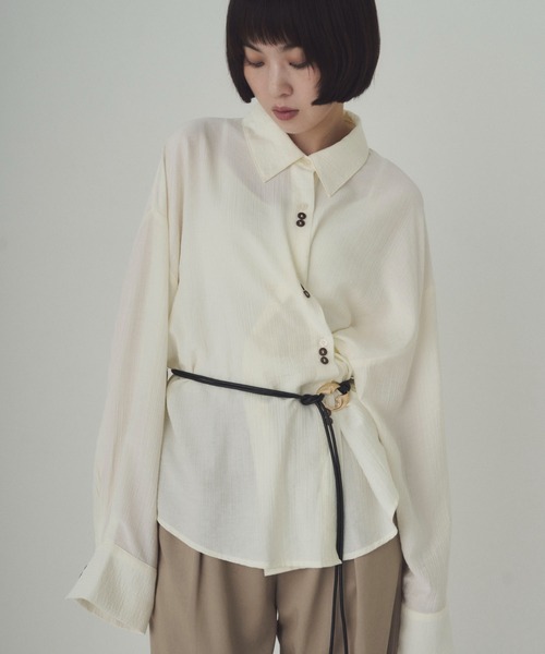 SOYEN ブラウス シャツ 2WAYトリプルボタンカシュクールシアーシャツ