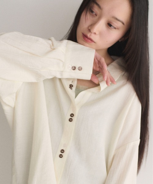 SOYEN ブラウス シャツ 2WAYトリプルボタンカシュクールシアーシャツ