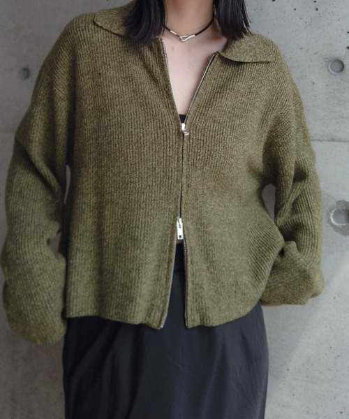 「y/m by RIKA」 ニットカーディガン FREE カーキ レディース_画像3