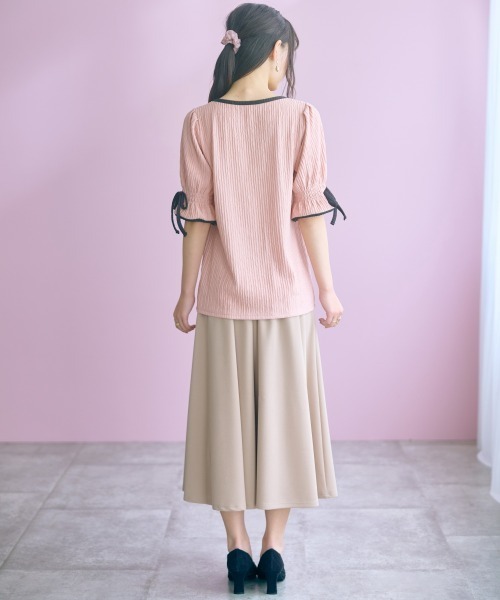 marun（マルン） tシャツ 「大きいサイズ」袖リボンカットソー