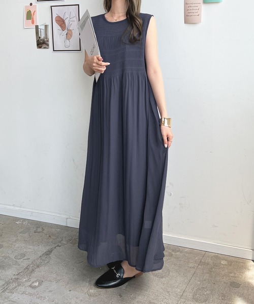 「Futier land」 ノースリーブワンピース MEDIUM グレイッシュベージュ レディース_画像2