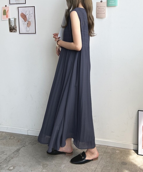 「Futier land」 ノースリーブワンピース MEDIUM グレイッシュベージュ レディース_画像3