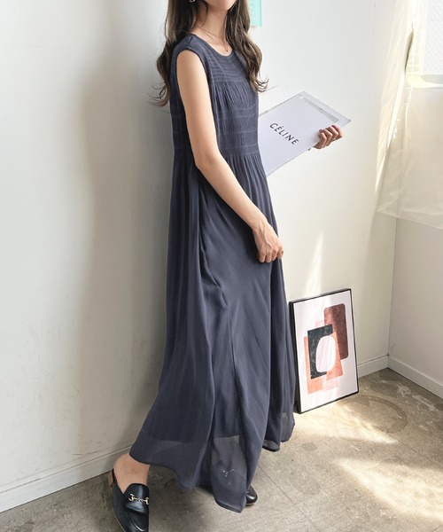 「Futier land」 ノースリーブワンピース MEDIUM グレイッシュベージュ レディース_画像4