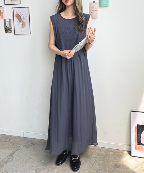 「Futier land」 ノースリーブワンピース MEDIUM グレイッシュベージュ レディース_画像5