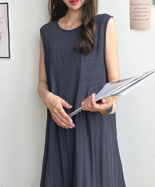 「Futier land」 ノースリーブワンピース MEDIUM グレイッシュベージュ レディース_画像6