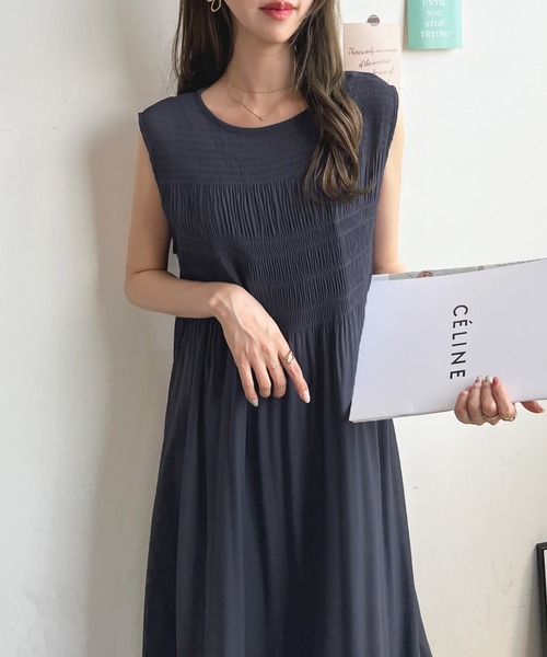 「Futier land」 ノースリーブワンピース MEDIUM グレイッシュベージュ レディース_画像7