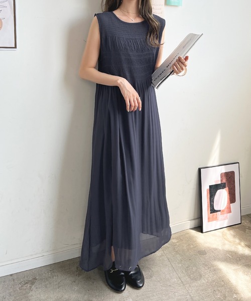 「Futier land」 ノースリーブワンピース MEDIUM グレイッシュベージュ レディース_画像8