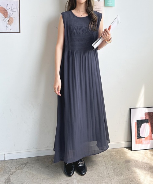 「Futier land」 ノースリーブワンピース MEDIUM グレイッシュベージュ レディース_画像9