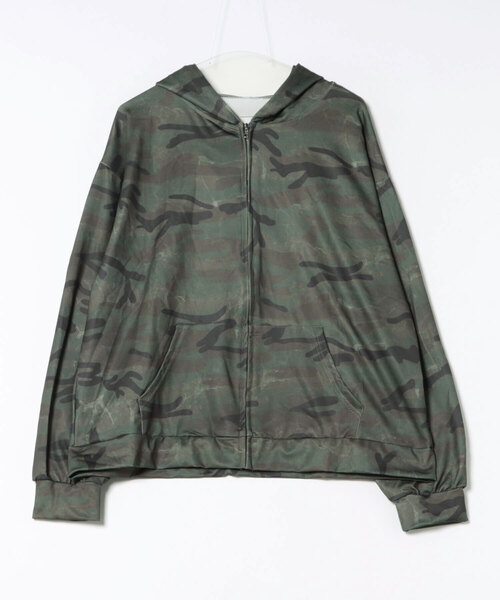 「LADY LIKE」 ジップアップパーカー M カーキ レディース_画像8