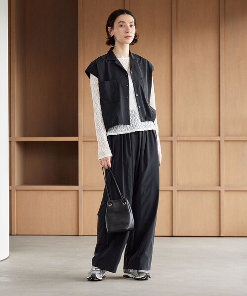 ワンピース 「WEB限定 Wardrobe DAILY MINIMAL」オープンカラーシャツ＆イージーパンツ 接触冷感 UVカット はっ水の画像