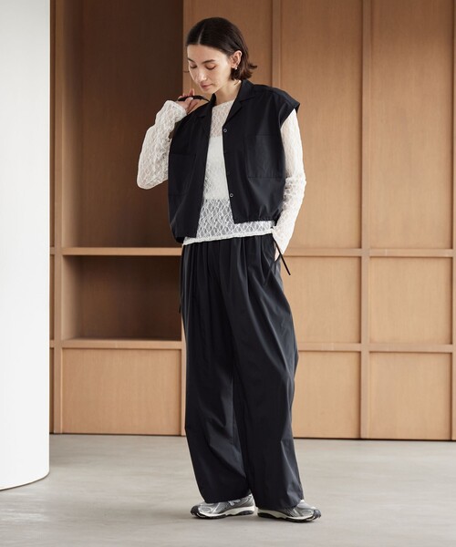 ワンピース 「WEB限定 Wardrobe DAILY MINIMAL」オープンカラーシャツ＆イージーパンツ 接触冷感 UVカット はっ水の画像