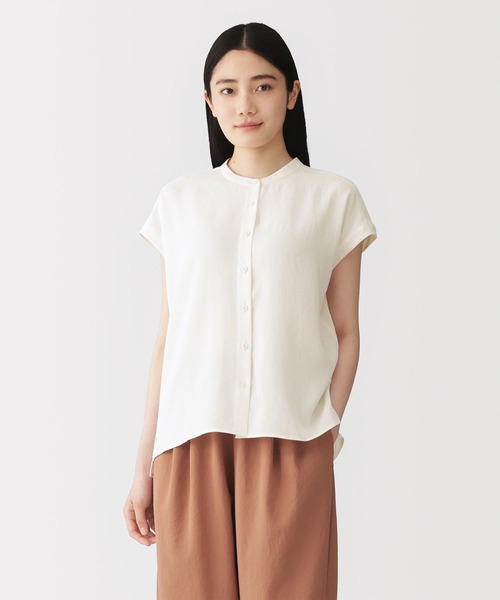 【美品】pot and tea フレンチスリーブ ブラウス トップス 半袖 無印良品（MUJI） ブラウス シャツ 半袖 「循環」婦人 風を通す