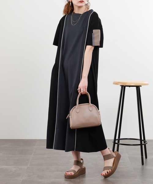 ワンピース A.N.L 配色パイイングワンピース 半袖の画像