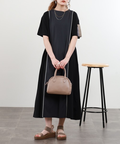 ワンピース A.N.L 配色パイイングワンピース 半袖の画像