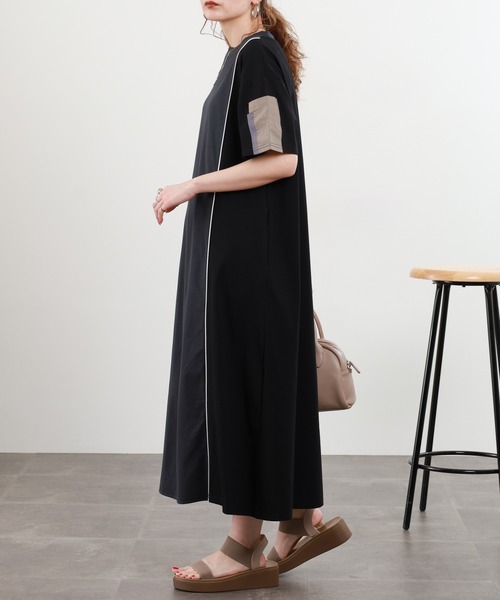 ワンピース A.N.L 配色パイイングワンピース 半袖の画像
