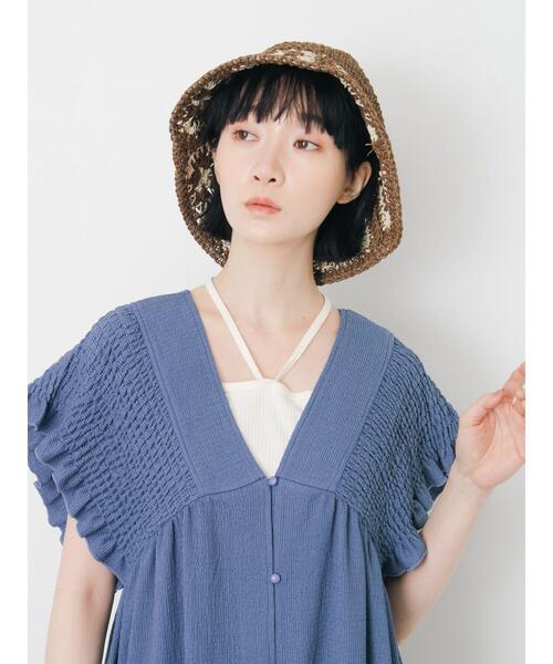 ワンピース 前開きシャーリングワンピースの画像
