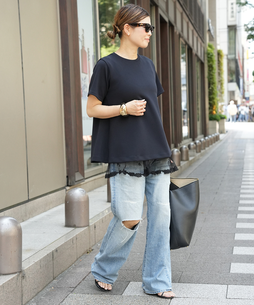 uvカット tシャツ CELERI トラペーズ ショートスリーブ TEE レディースの画像