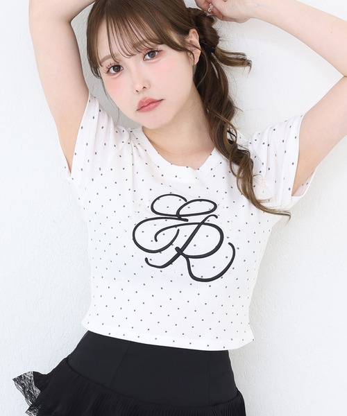 one after another NICE CLAUP tシャツ ビジュー付きロゴ刺繍Tee