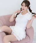 tシャツ 半袖 ビジュー付きロゴ刺繍Tee レ...の詳細画像4
