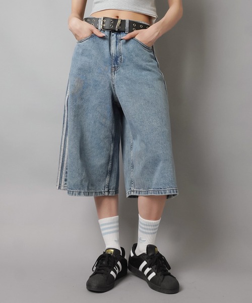 adidas（アディダス） ワイドパンツ ハーフパンツ ジーンズ デニム