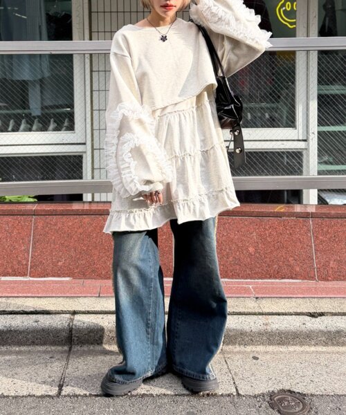 「w closet」 長袖ワンピース FREE アイボリー レディース_画像3