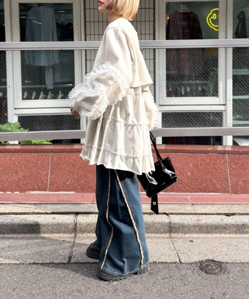 「w closet」 長袖ワンピース FREE アイボリー レディース_画像4