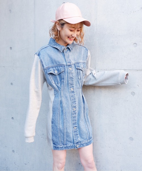 ワンピース スウェット切替えデニムミニワンピース Zozotown Yahoo 店 通販 Yahoo ショッピング