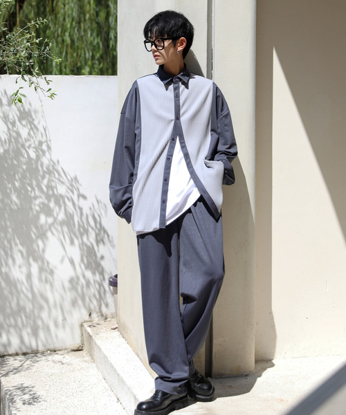 セットアップ Neos Addictive Design ルーズシルエット ギャザー パンツ プリーツ ポンチ 切替 シャツ 売れ筋新商品 セットアップ Neos Addictive Design ルーズシルエット ギャザー パンツ プリーツ ポンチ 切替 シャツ 売れ筋新商品