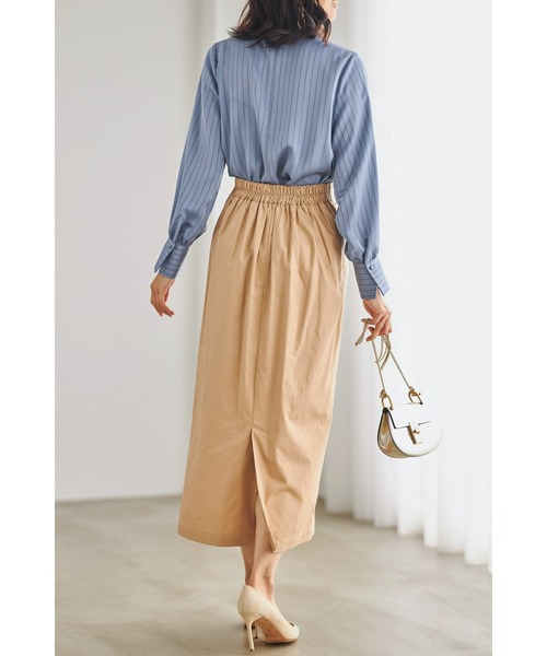 抽象デザイン タイトスカート ベージュ &. NOSTALGIA スカート デザインギャザーチノタイトスカート